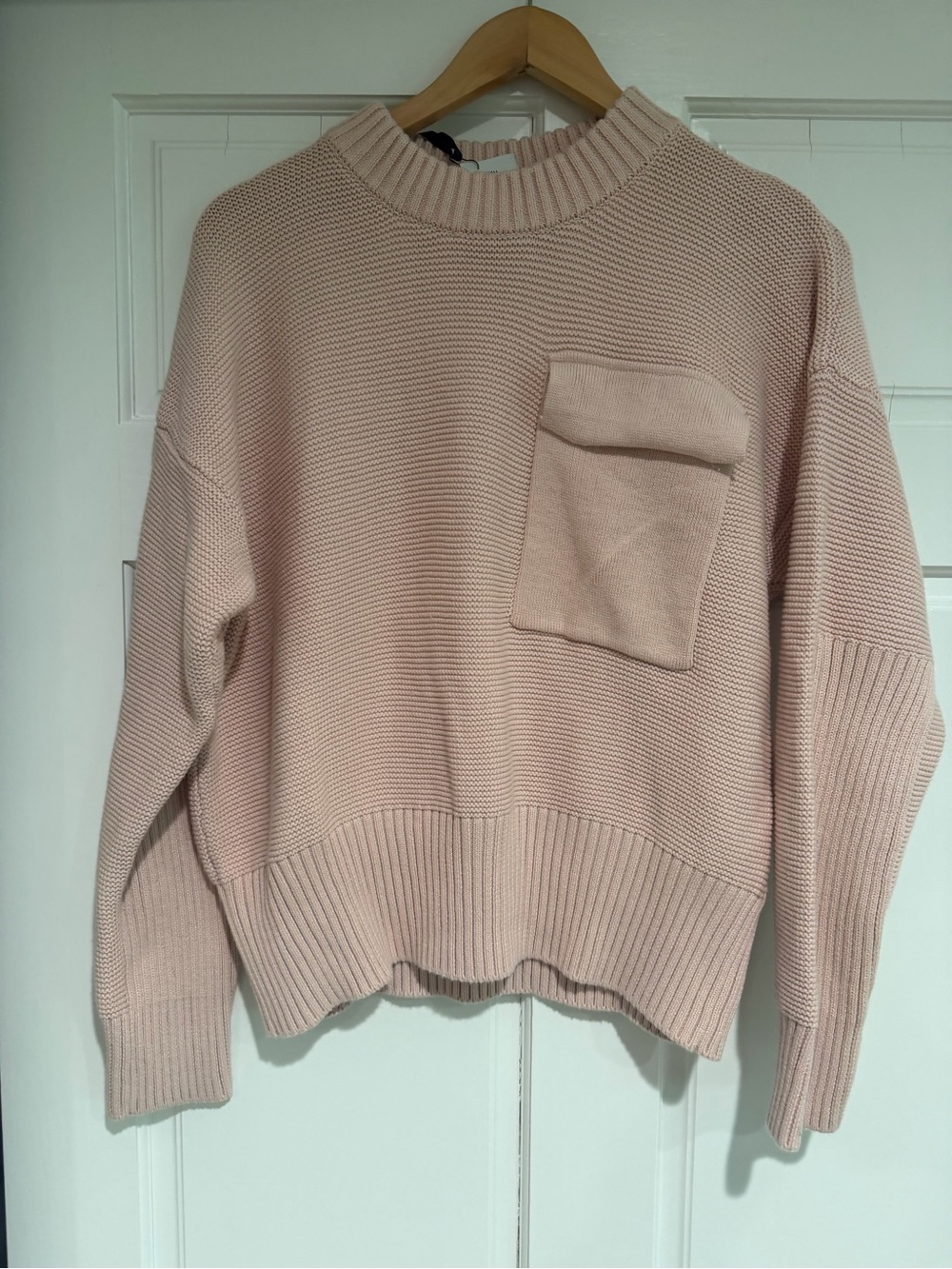 Varley Women's Pocket Crewneck Sweater in Light Blush Pink